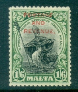 Malta-1928-St-Publius-1-6d-Opt-Postage-Revenue-MLH