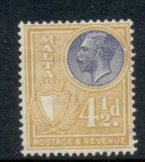 Malta-1930-KGV-Portrait-Postage-revenue-4-5d-MLH