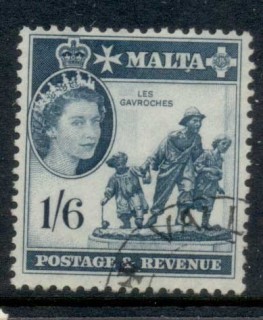 Malta-1956-57-QEII-Pictorial-1-6d-FU