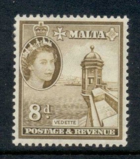 Malta-1956-57-QEII-Pictorial-8d-MLH