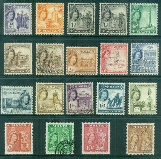 Malta-1956-57-QEII-Pictorials-MLH-FU