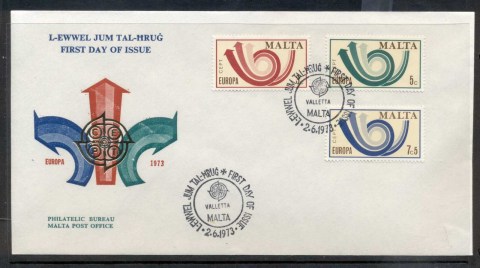 Malta-1973-Europa-Posthorn-Arrow-FDC