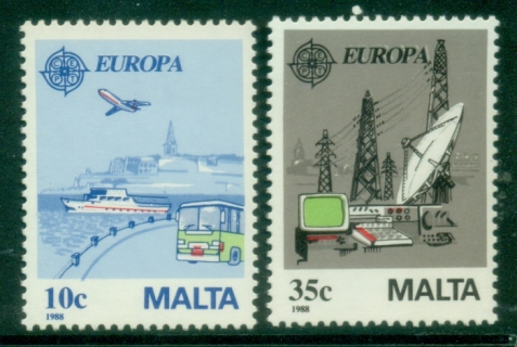 Malta-1988-EUROPA-Stamps-Transportation-and-Communications-MUH