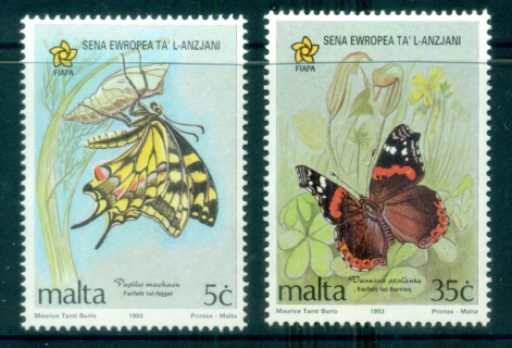 Malta-1993-Butterflies-MUH