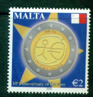 Malta-2009-Euro-10th-Anniv-MUH-Lot23586