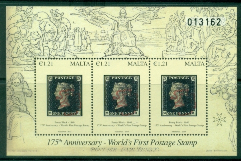 Malta-2015-The-175th-Anniversary-of-the-Worlds-First-Postage-Stamp-One-Penny-Black-MS-MUH Malta-2015-The-175th-Anniversary-of-the-Worlds-First-Postage-Stamp-One-Penny-Black-MS-MUH