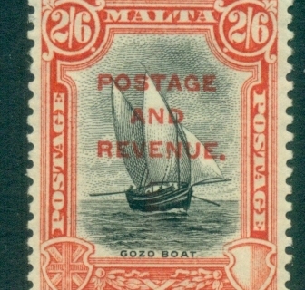 Malta-1928-Gozo-Fishing-Boat-2-6d-Opt-Postage-Revenue-MLH
