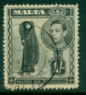 Malta-1938-43-KGVI-Pictorial-1sh-black-FU