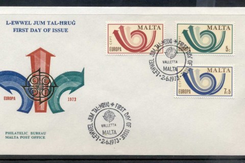 Malta-1973-Europa-Posthorn-Arrow-FDC