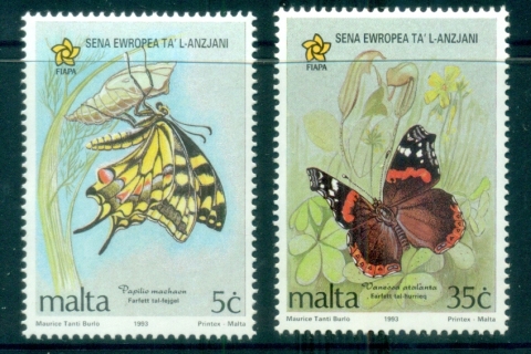 Malta-1993-Butterflies-MUH
