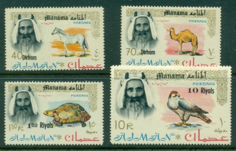 Manama-1966-Mi01-4-Definitives-Opt-on-Ajman-MLH