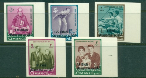 Manama-1966-Mi05B-9B-JFK-Kennedy-Opts-On-Ajman-IMPERF-MLH