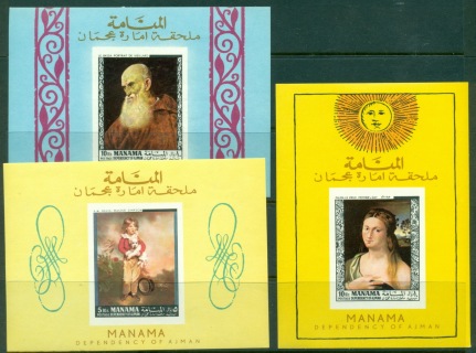 Manama-1968-Mi432MS-3x-Paintings-by-Old-Masters-3x-MS-MLH-CTO