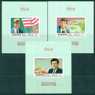 Manama-1969-Mi201B-203B-The-Kennedy-Brothers-3xDLMS-IMPERF-MLH