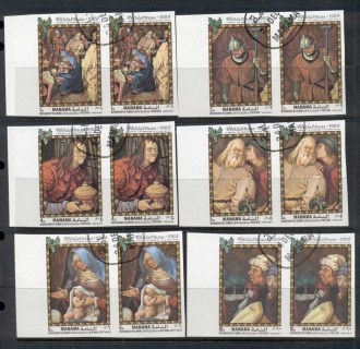 Manama-1969-Mi217B-221BXmas-paintings-IMPERF-prs-CTO