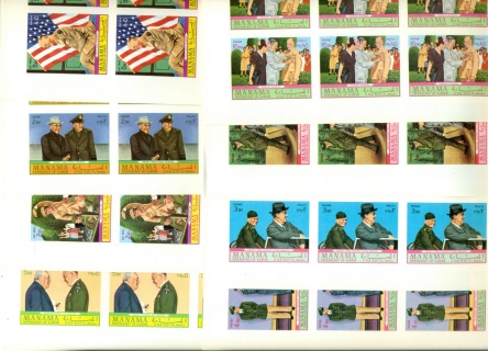 Manama-1970-Mi403B-410B-Dwight-D-Eisenhower-8xsheets-IMPERF-folded-MUH