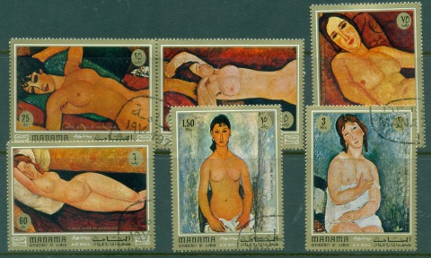 Manama-1971-Mi425-430-Nude-Paintings-by-Modigliani-CTO