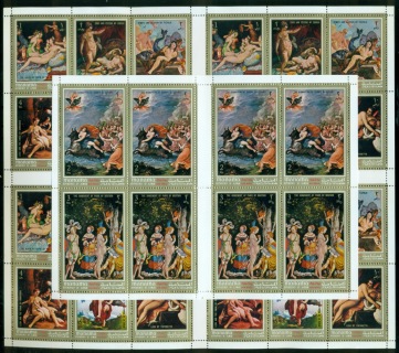 Manama-1971-Mi600-607-Paintings-of-Greek-Mythology-2xsheets-MUH
