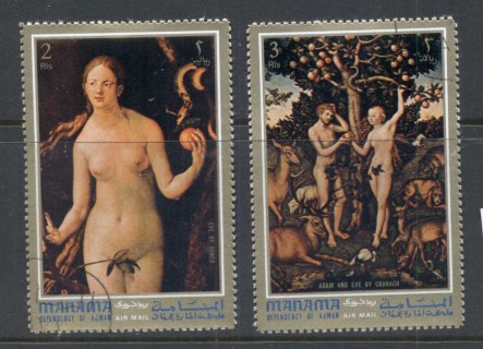 Manama-1971-Mi661-662-Nude-Paintings