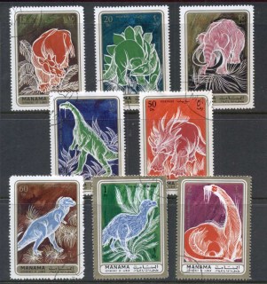 Manama-1971-Mi681-688-Prehistoric-Animals-CTO