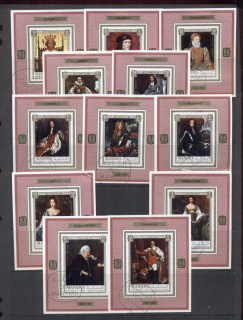 Manama-1971-Mi734-745-English-Queens-Kings-12xDLMS-50d-creased-CTO
