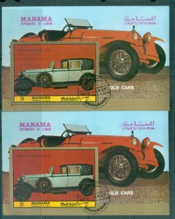 Manama-1972-Automobiles-Perf-IMPERF-2xMS-CTO-lot77541