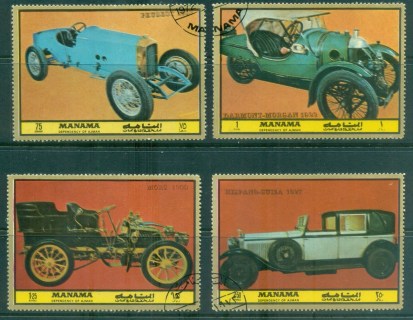 Manama-1972-Mi1004-1007-Automobiles-from-1900-1927