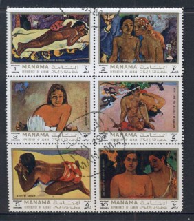 Manama-1972-Mi875-880-Paintings-by-Paul-Gaugin-CTO