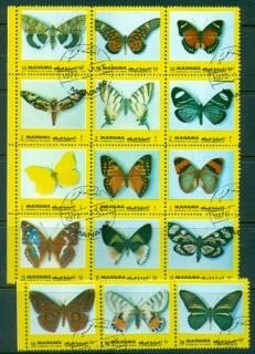 Manama-1972-Mi941-1105-Butterflies-yellow-frame-CTO