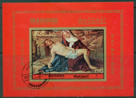 Manama-1972-MiMS210B-Easter-paintings-MS-IMPERF-CTO