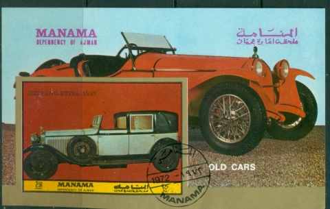 Manama-1972-MiMSD200B-Automobiles-from-1900-1927-MS-IMPERF-CTO