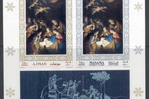 Manama-1968-MiMS76B-XmasMS-with-Ajman-IMPERF-MS-MUH