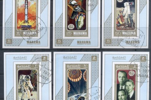 Manama-1971-Apollo-14-Space-Program-6xMS-IMPERF-CTO