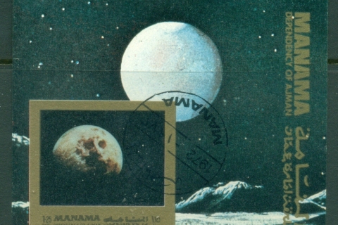 Manama-1972-MiMS184B-Space-Research-Gold-Frame-MS-IMPERF-CTO