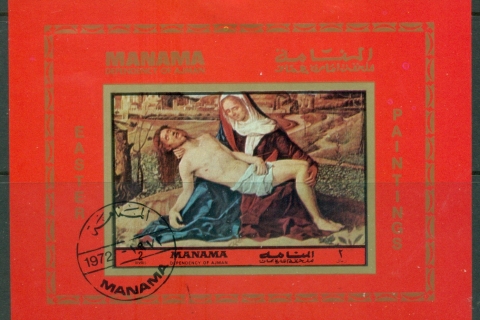 Manama-1972-MiMS210B-Easter-paintings-MS-IMPERF-CTO