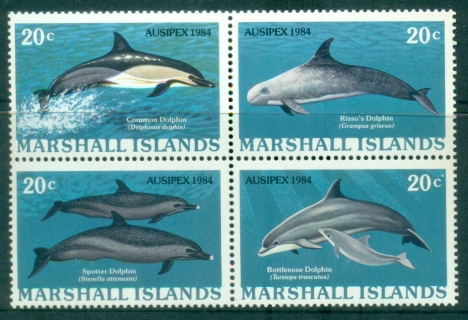 Marshall-Is-1984-International-Stamp-Exhibition-Ausipex-84-Melbourne-Australia-Dolphins-MUH