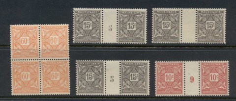 Mauritania 1914 Postage Dues Multiples Asst