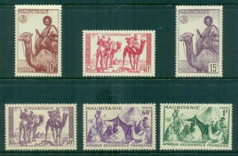 Mauritania 1943-44 Pictorials redrawn without RF