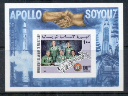 Mauritania-1975-Apollo-Soyuz-Joint-Russia-USA-Space-Project-IMPERF-MS-MUH