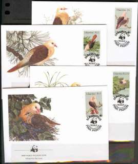 Mauritius-1985WWF Pink Pigeon FDCs