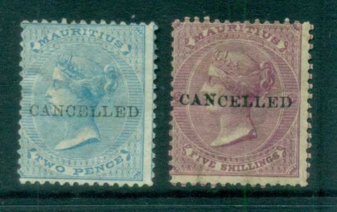 Mauritius-1863-72-QV-2d-5-Cancelled-MHH-lot78049