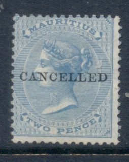 Mauritius-1863-QV-2d-blue-CANCELLED-small-thin-MH