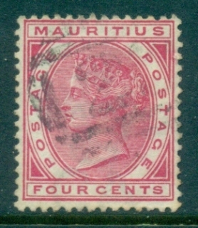 Mauritius-1882-93-QV-Portrait-Wmk-Crown-CA-4c-rose-FU