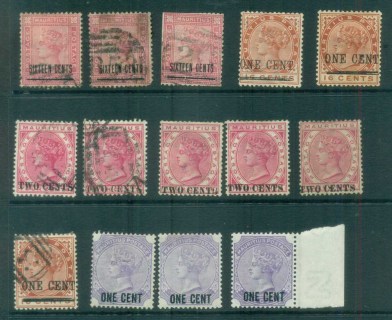 Mauritius-1883-91-QV-Surcharges-Asst