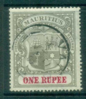 Mauritius-1902-Coat-of-Arms-1R-Wmk-Crown-CC-FU-lot78060