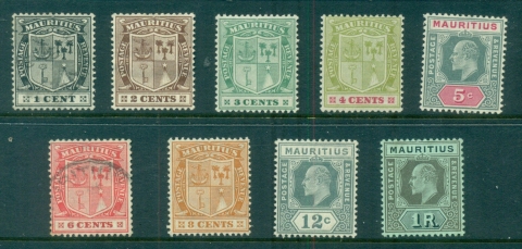 Mauritius-1910-Arme-KEVII-Portrait-Asst-Wmk-Crown-CA-MLH-FU