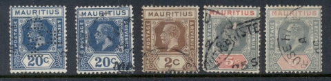 Mauritius-1912-34-KGV-Keyplate-Asst-FU