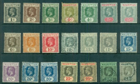 Mauritius-1912on-KGV-Key-Plates-Assorted-Oddments-MLH-FU