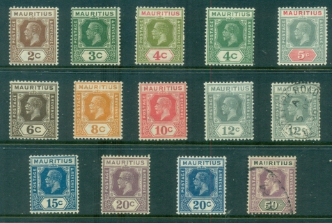 Mauritius-1923-34-KGV-Portrait-Wmk-Multi-Script-CA-Asst-MLH-FU