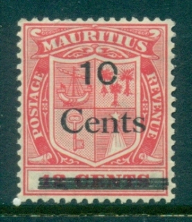 Mauritius-1925-Arms-Surch-10c-on-2c-MLH